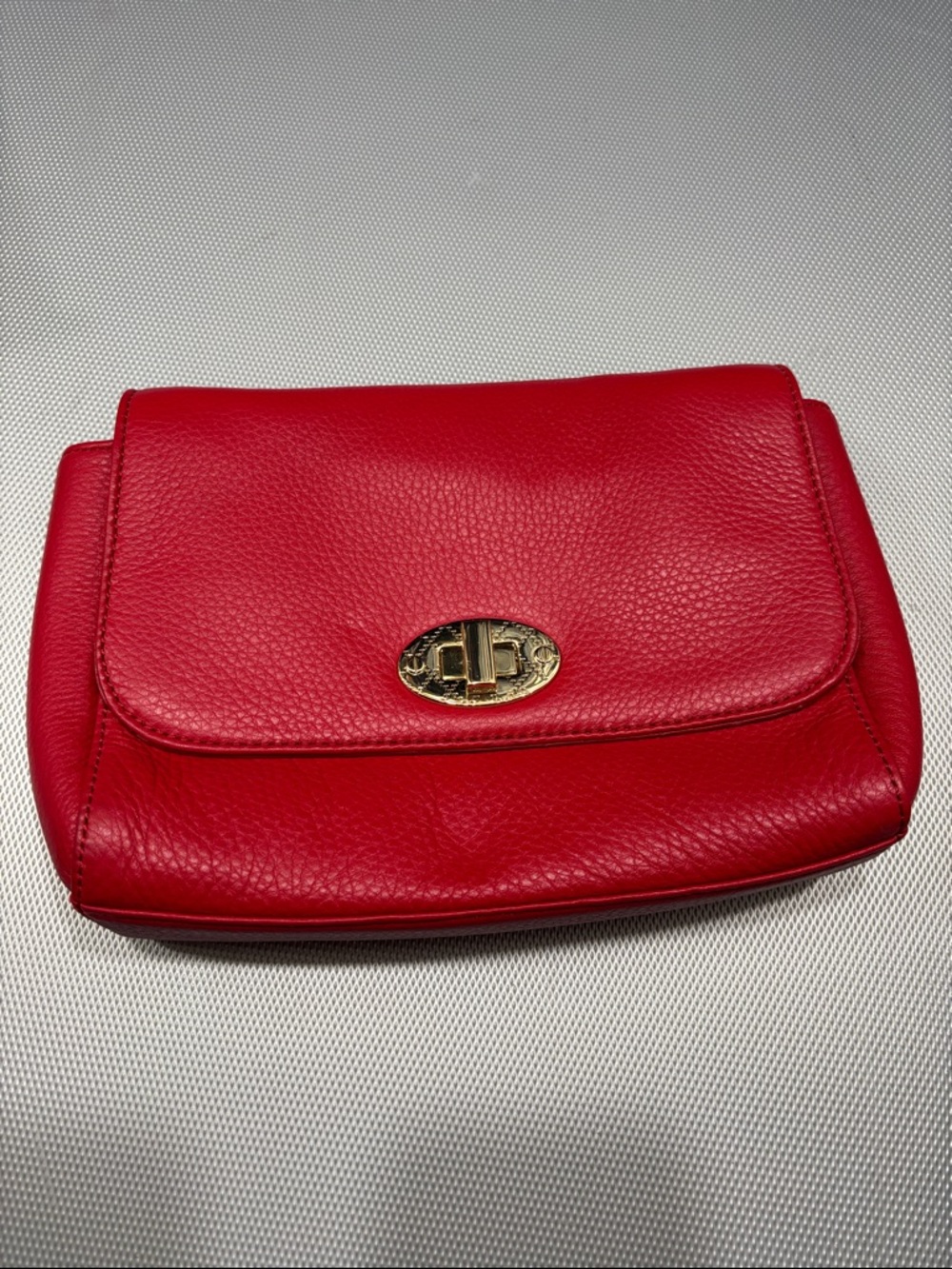 Talbots Red Leather Crossbody Bag with Gold Turn-Lock